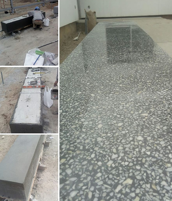 Servicio de Revestimiento de Piletas y Bancas de Granito Terrazo